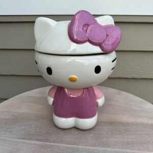 Hello Kitty Large Figural Canister Ceramic Cookie Jar Pink White Sanrio New